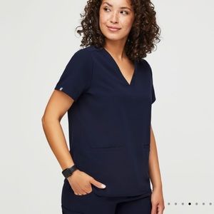 TWO Casma™ Three-Pocket Scrub Tops in Navy & Black